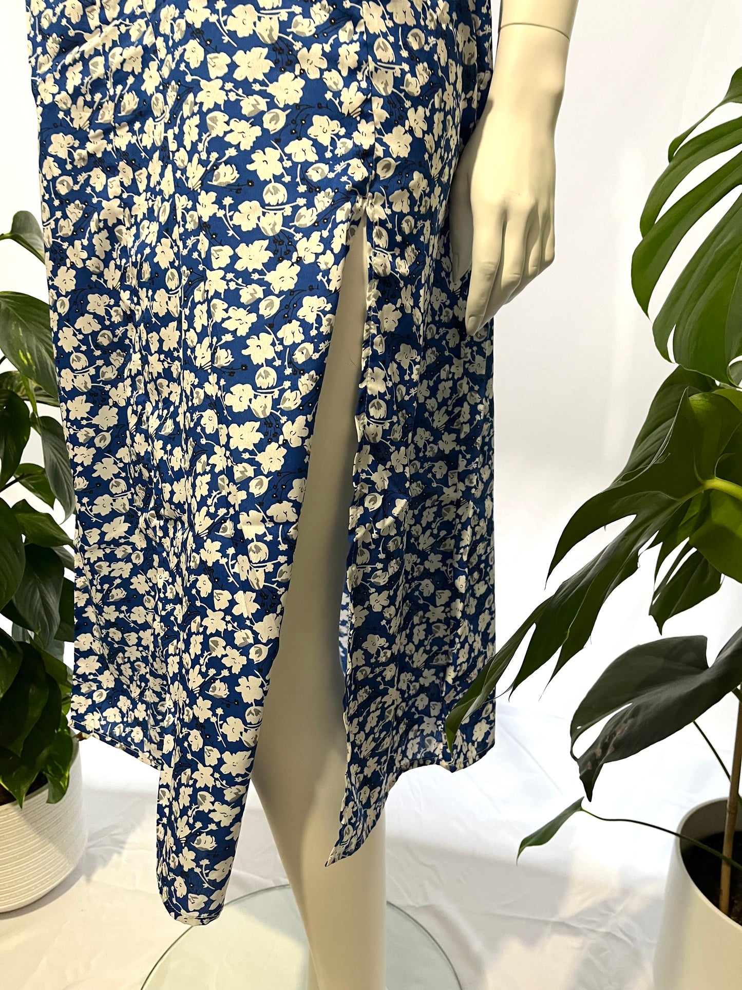 Armani Exchange midi blue floral dress