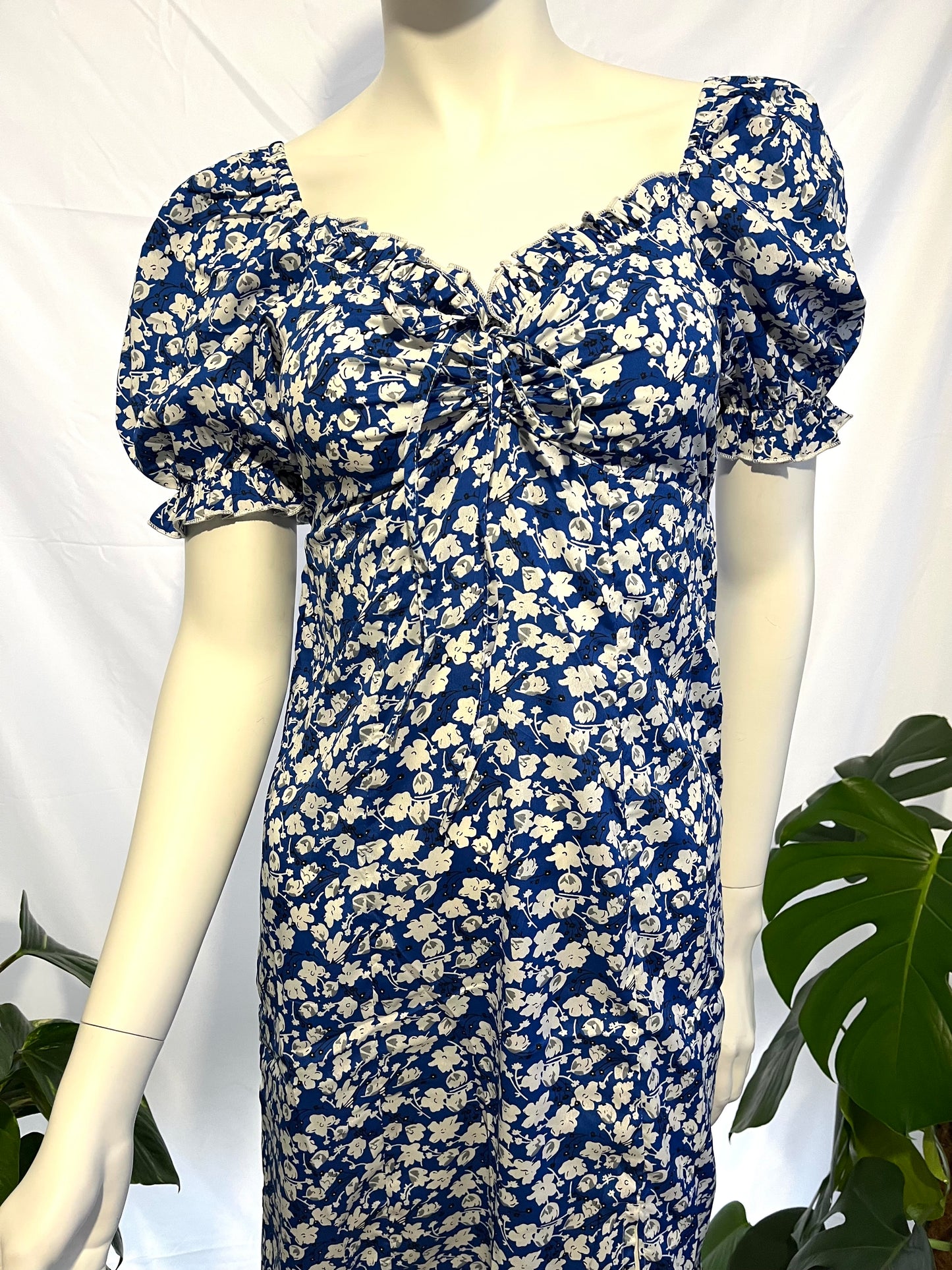 Armani Exchange midi blue floral dress