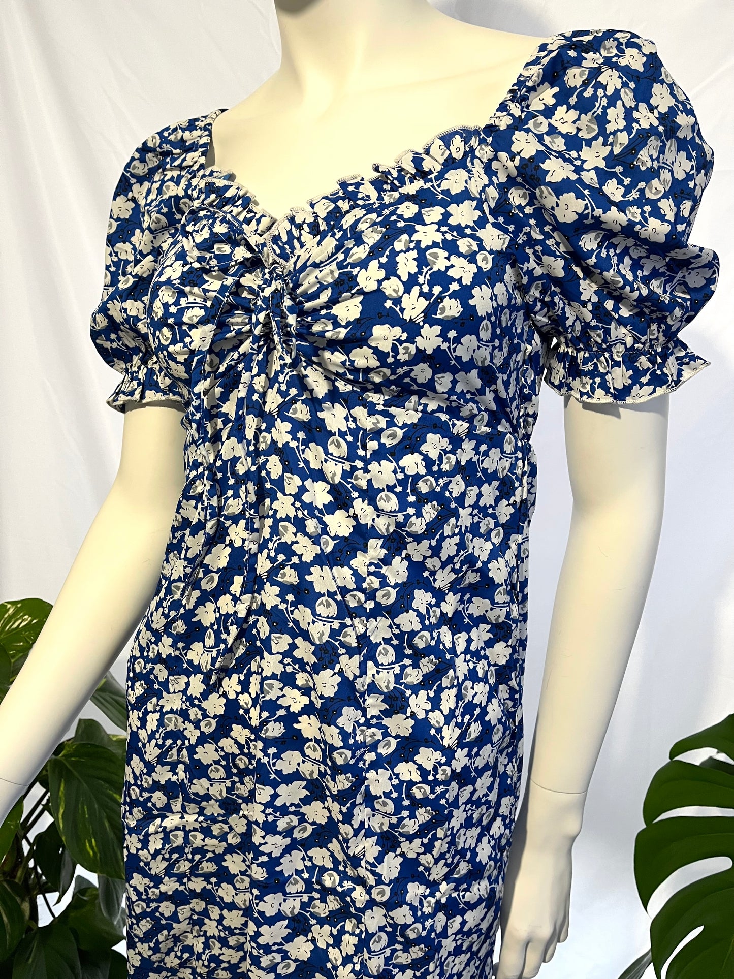 Armani Exchange midi blue floral dress