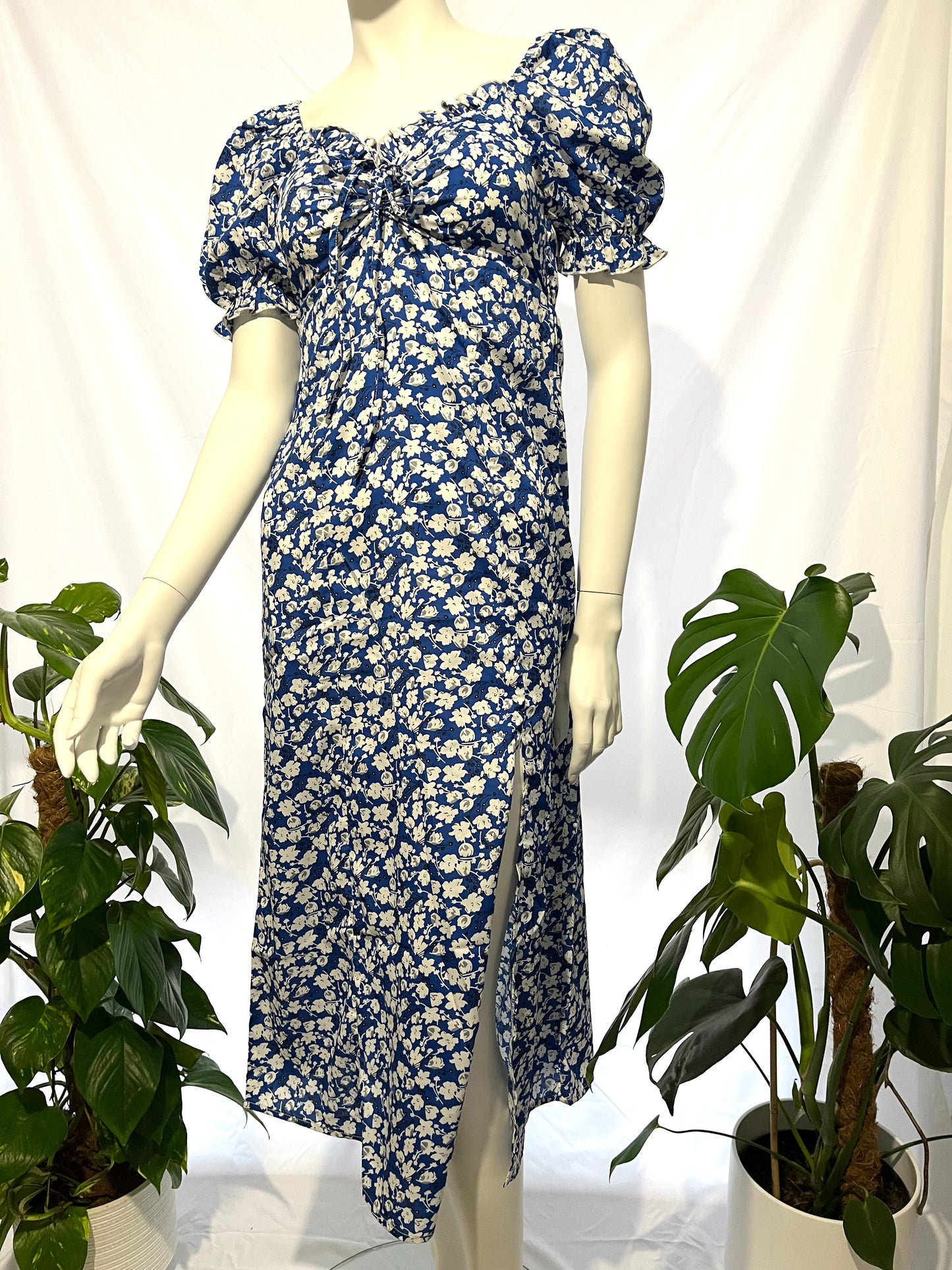 Armani Exchange midi blue floral dress