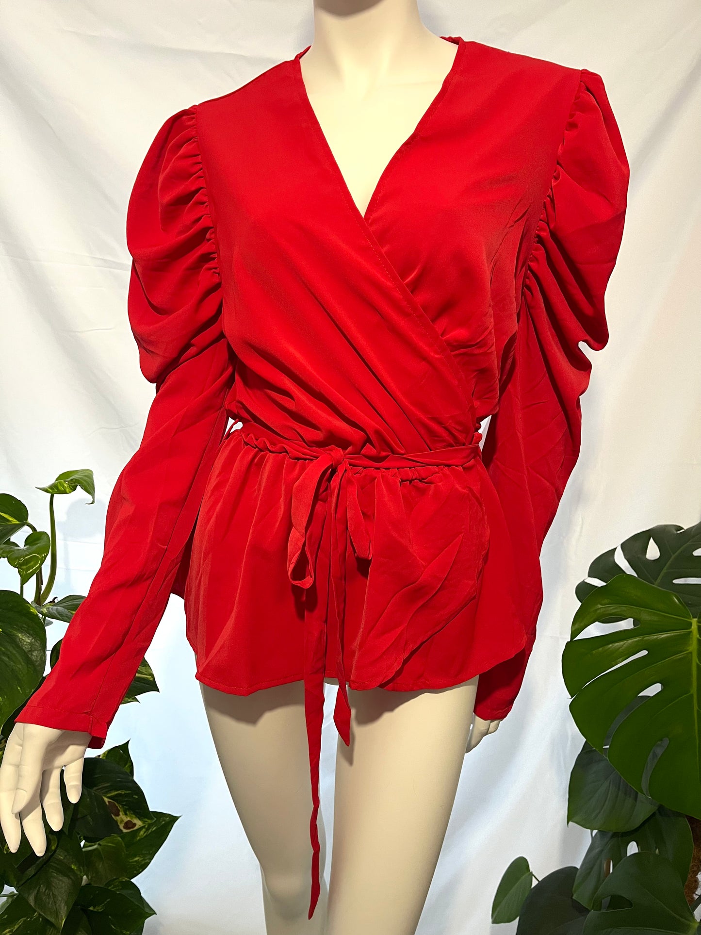 Armani Exchange long sleeve red blouse