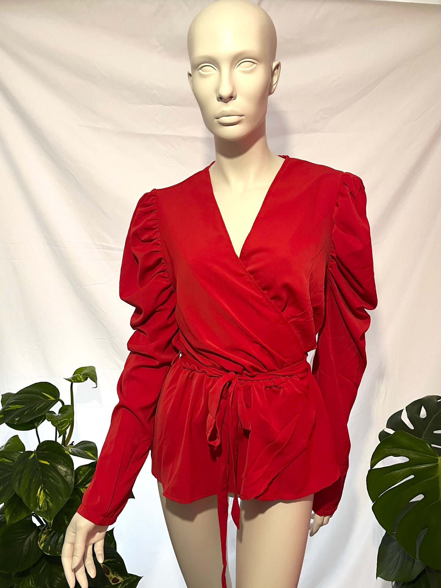 Armani Exchange long sleeve red blouse